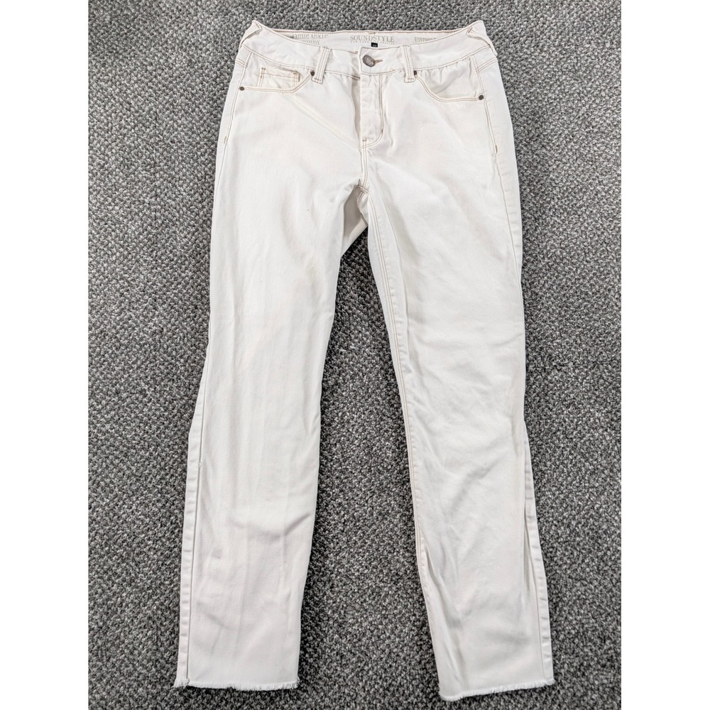 Soundstyle Jamie Ankle Skinny Jeans Off White Raw Hem Size 4 Slim and Sleek